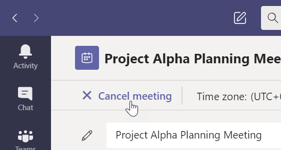 Cancel meeting within Teams Meeting Invitation